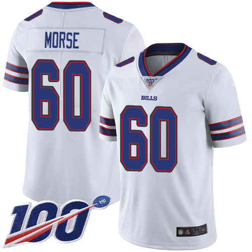 Men Buffalo Bills #60 Mitch Morse White Vapor Untouchable Limited Player 100th Season NFL Jersey